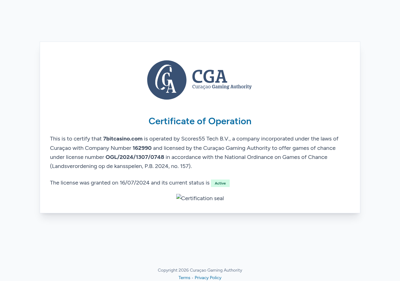 Local capture of the second displayed source record concerning 7BitCasino