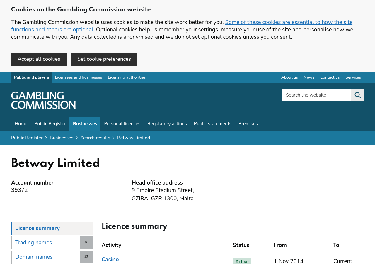 Local capture of the second displayed source record concerning Betway Casino