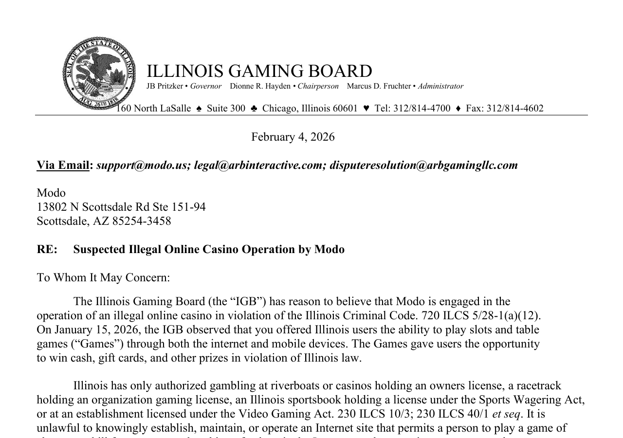 Local capture of the second displayed source record concerning Modo Casino
